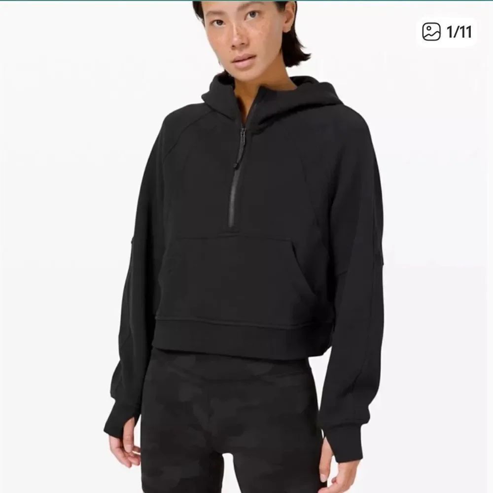 Lululemon Scuba Oversized 1/2 Zip Crop Hoodie Black XS/S